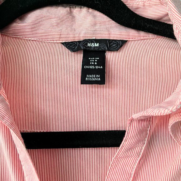 H&M Red Pinstripe Button-Up Shirt – Size 6 - Picture 4 of 4